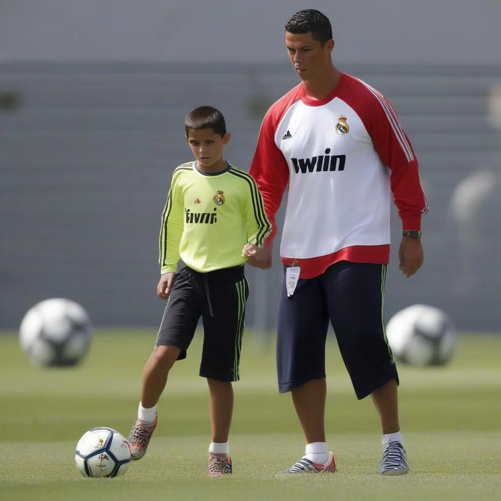 Ronaldo Jr tập luyện cùng bố năm 2010