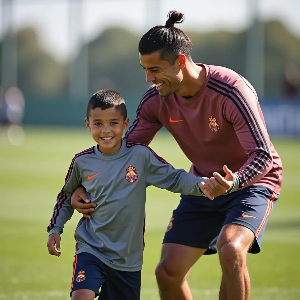 Ronaldo Jr. tập luyện cùng cha