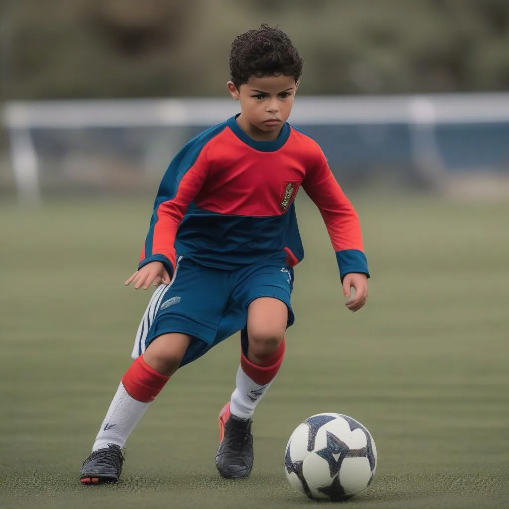 Hình ảnh Ronaldo Jr. đang thi đấu bóng đá