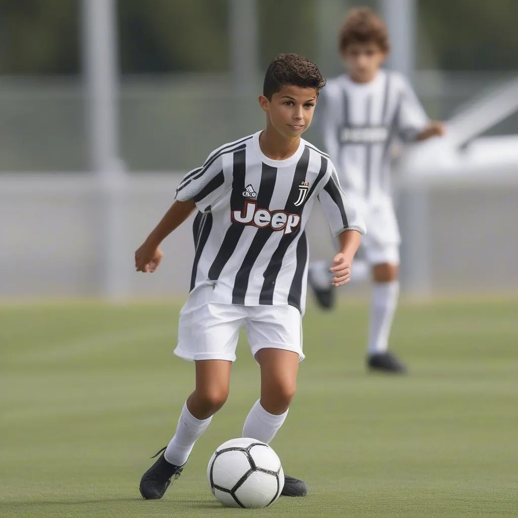 ronaldo jr playing football for Juventus youth team