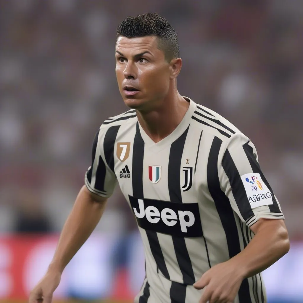 Ronaldo trong màu áo Juventus, đối đầu với Atlético Madrid