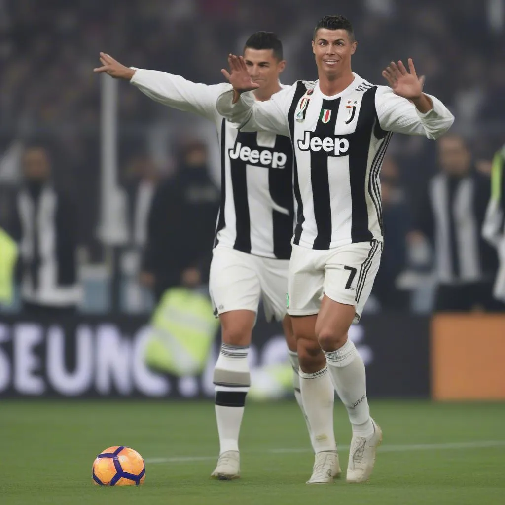 Ronaldo thi đấu cho Juventus ở Champions League