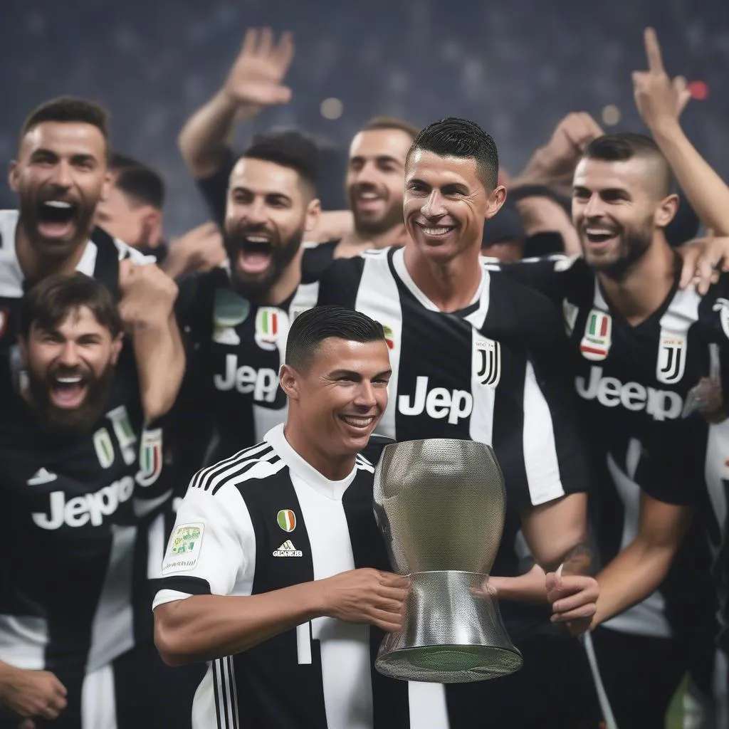 Ronaldo giành Scudetto cùng Juventus năm 2018