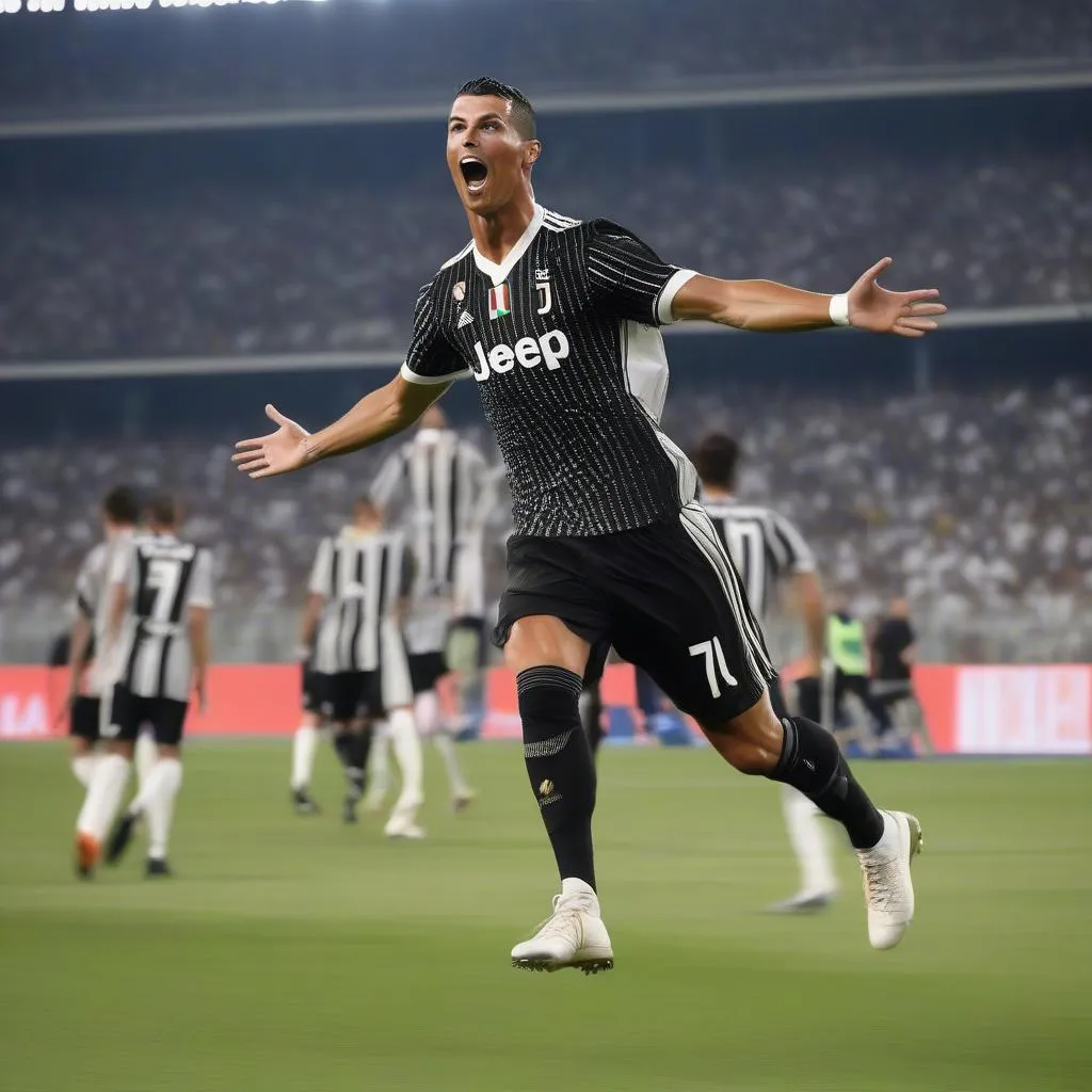 Hình ảnh Ronaldo ghi bàn thắng đầu tiên trong màu áo Juventus