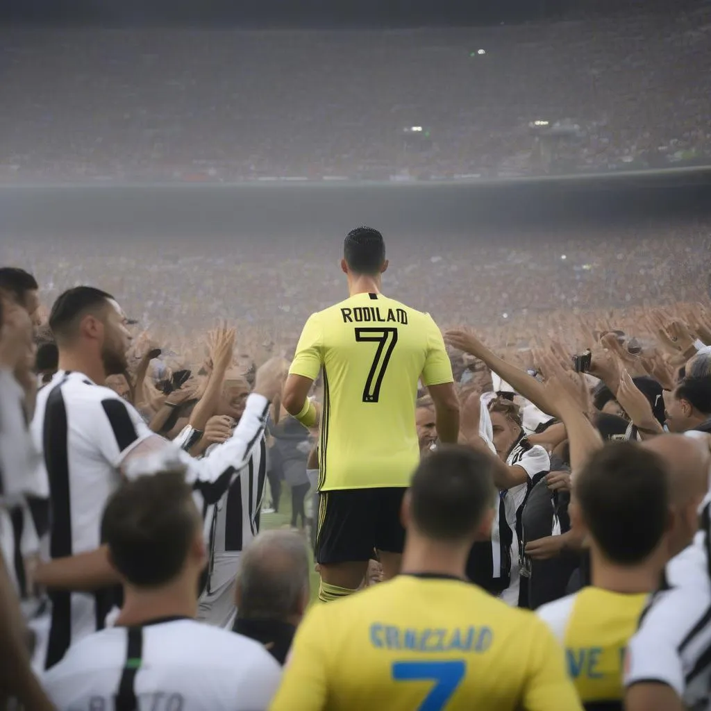 Hình ảnh Ronaldo trong màu áo Juventus, biểu tượng của một kỷ nguyên mới