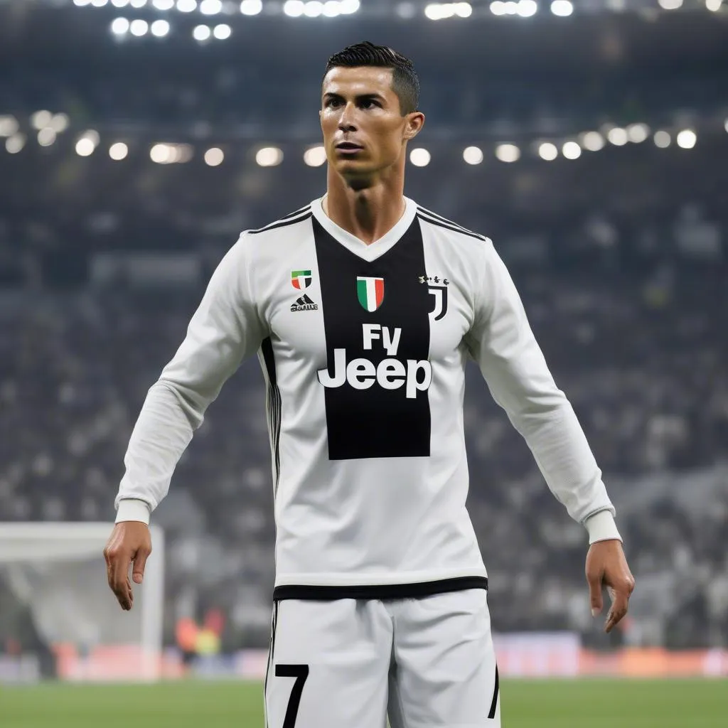 Cristiano Ronaldo trong đội hình Juventus với số áo 7