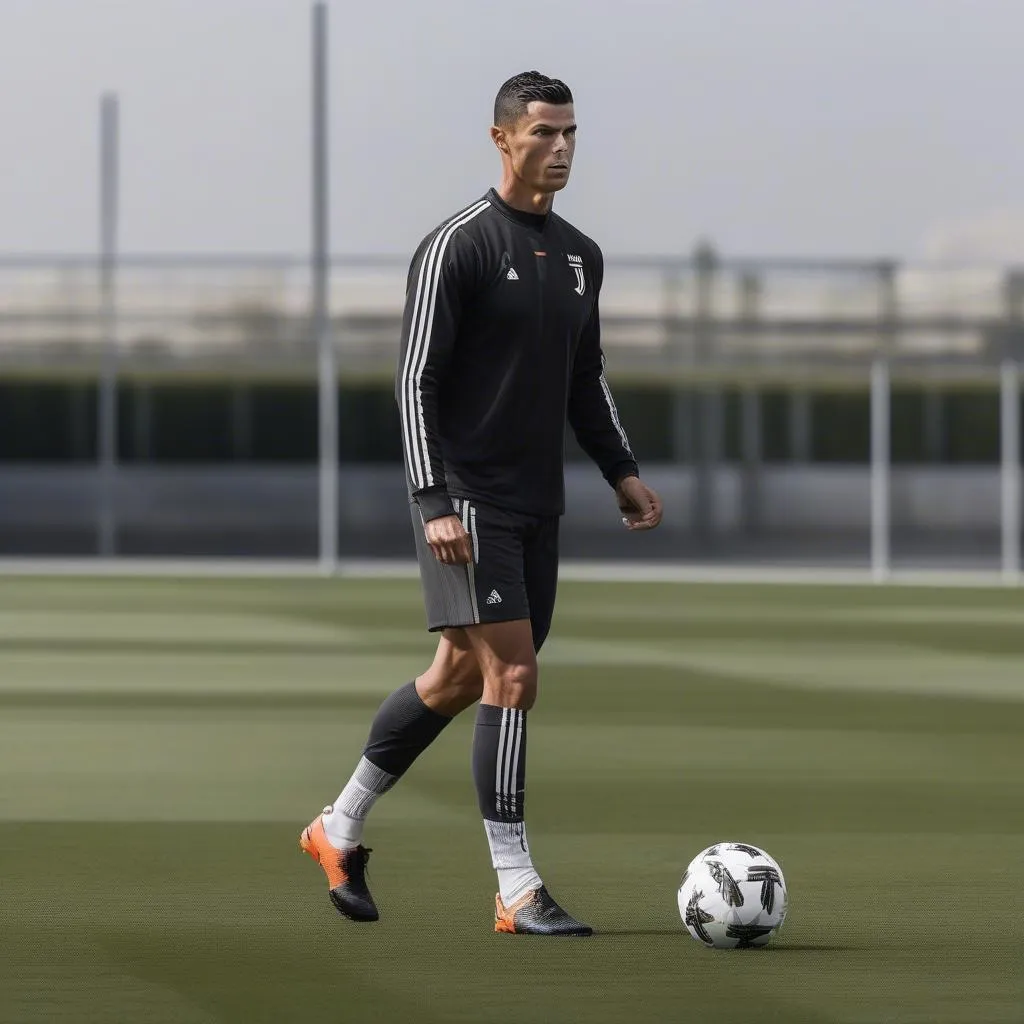 Hình ảnh Ronaldo tập luyện trong màu áo Juventus