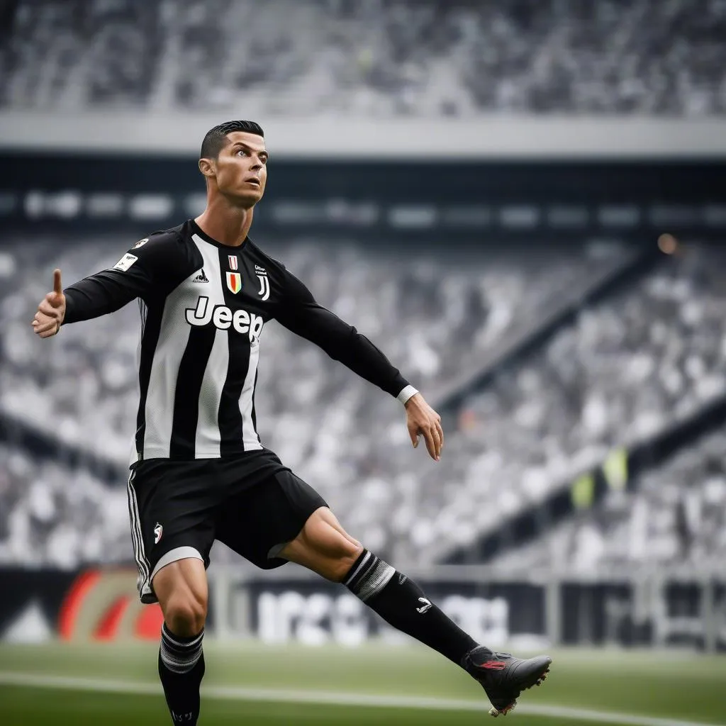 Hình nền iPhone Cristiano Ronaldo Juventus với phong cách mạnh mẽ