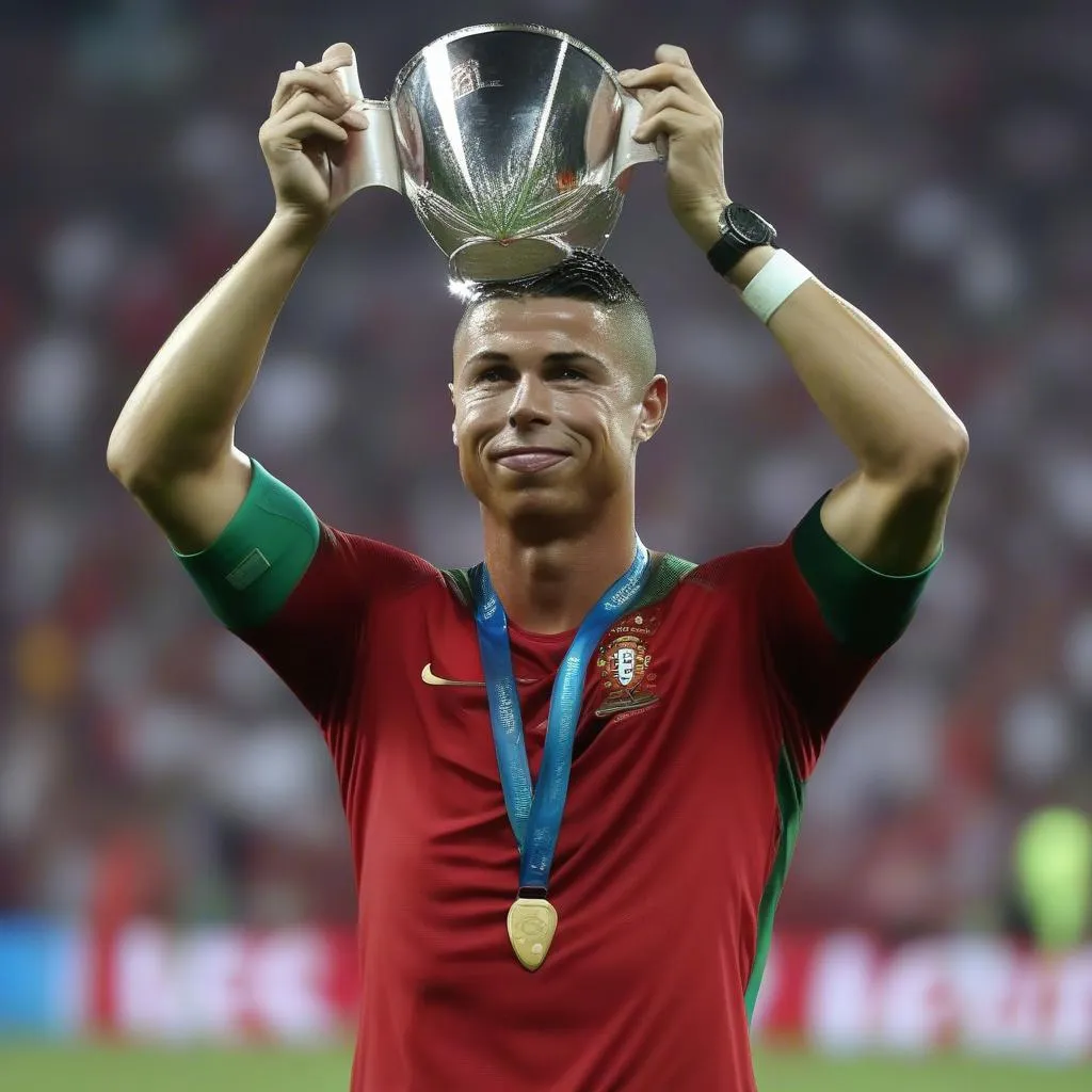 Ronaldo khóc nức nở khi cùng đội tuyển Bồ Đào Nha nâng cúp vô địch Euro 2016