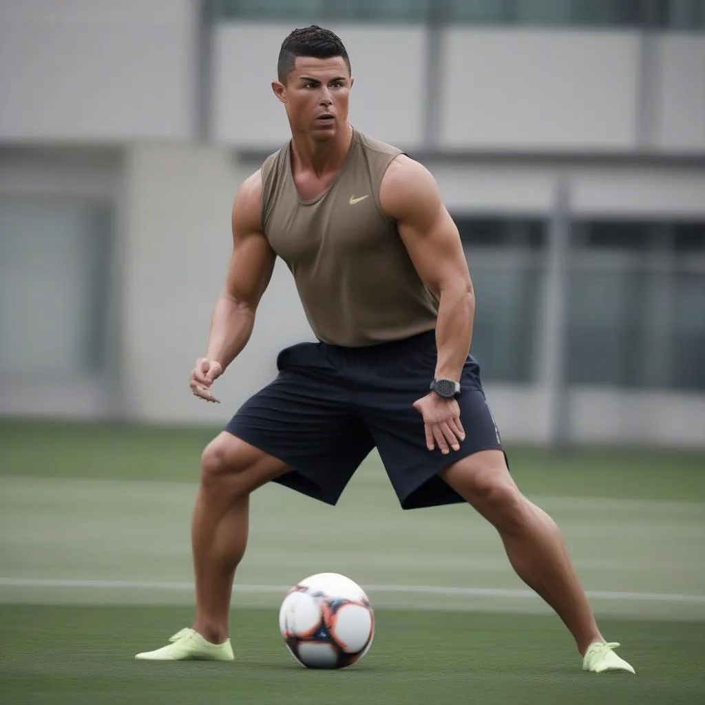 Ronaldo khoe đùi trong buổi tập luyện