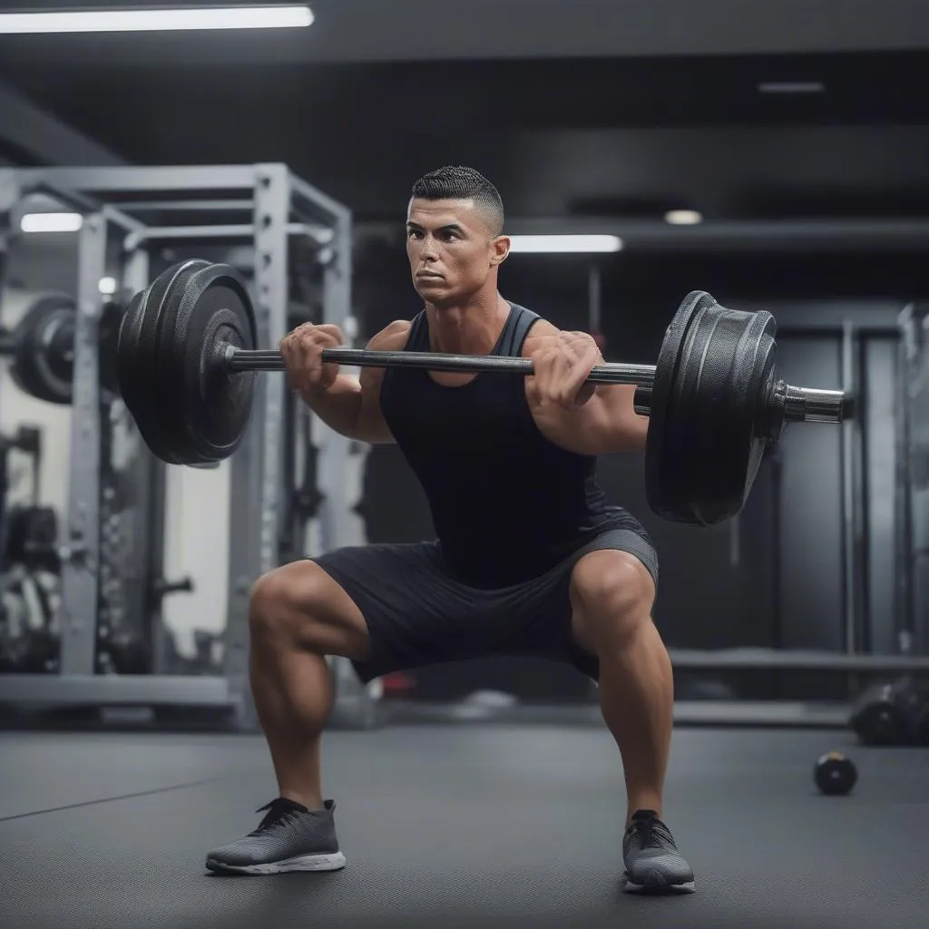 Ronaldo tập luyện sức mạnh cho đùi