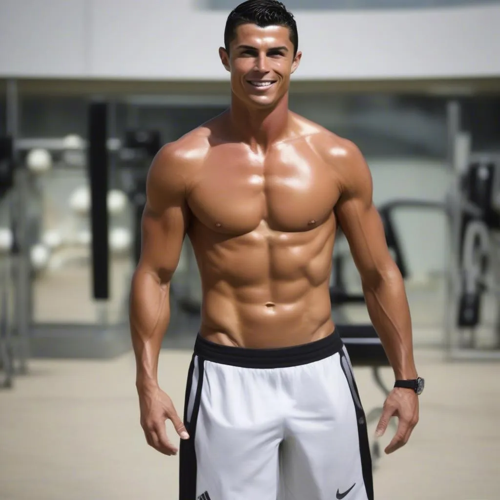 Cristiano Ronaldo với thân hình săn chắc khỏe mạnh