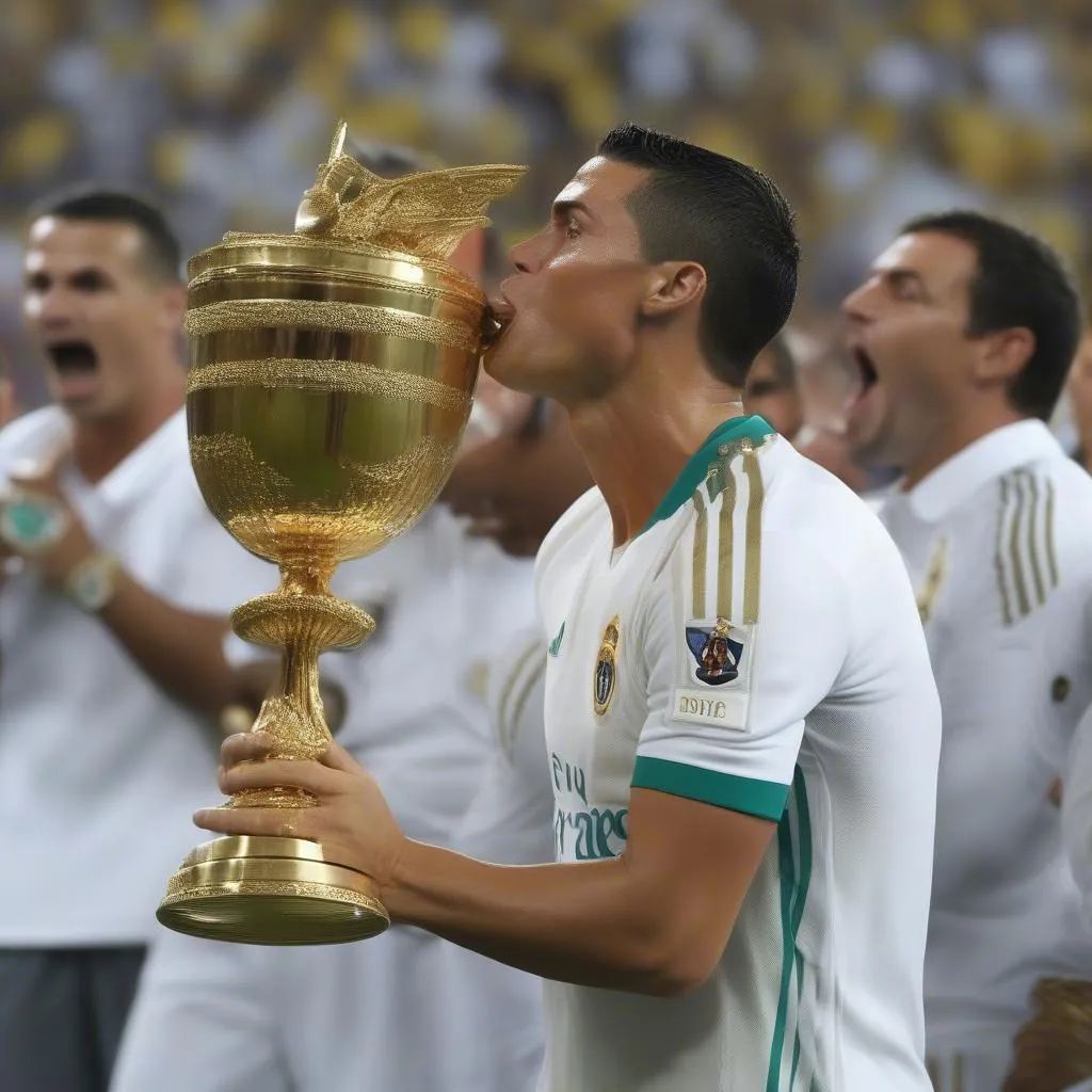 Ronaldo Kissing the Golden Cup