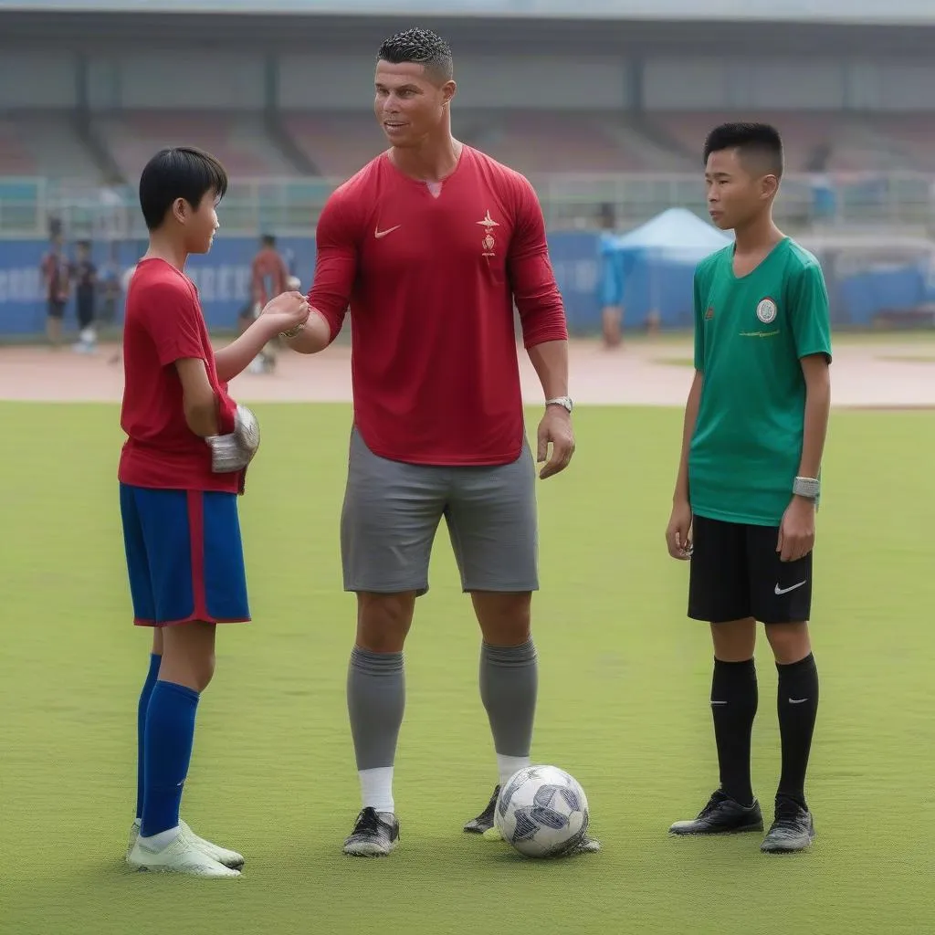 Ronaldo là người hướng dẫn cho các cầu thủ bóng đá Việt Nam