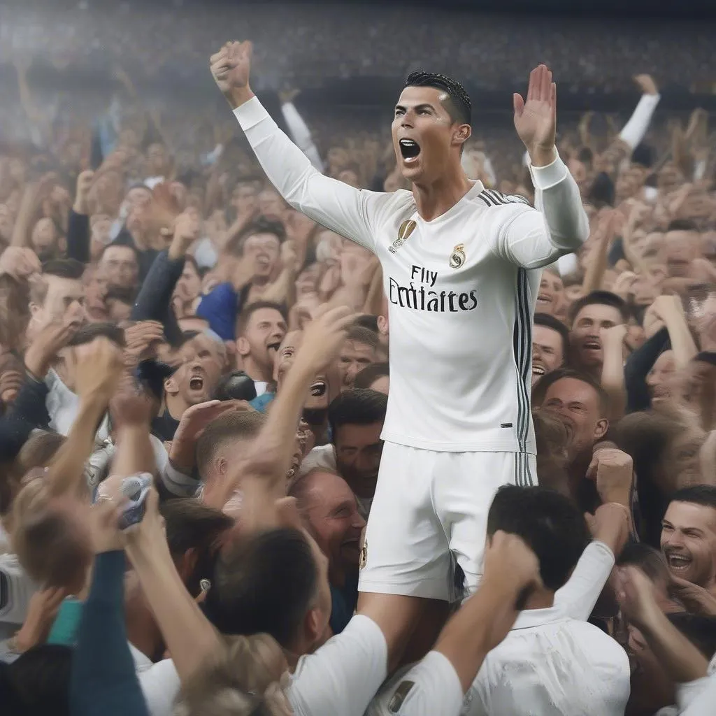 Hình ảnh Ronaldo ăn mừng bàn thắng thứ 851 trong sự nghiệp, phá vỡ kỷ lục ghi bàn của huyền thoại Josef Bican