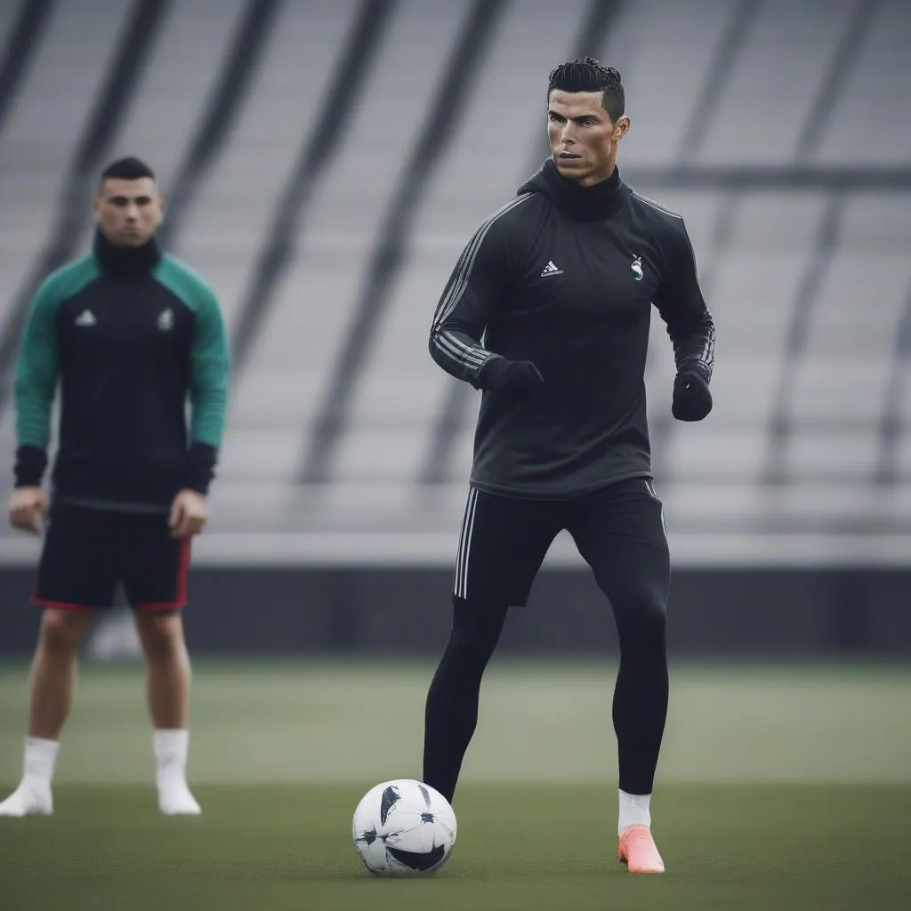 Ronaldo tập luyện cùng bóng đá