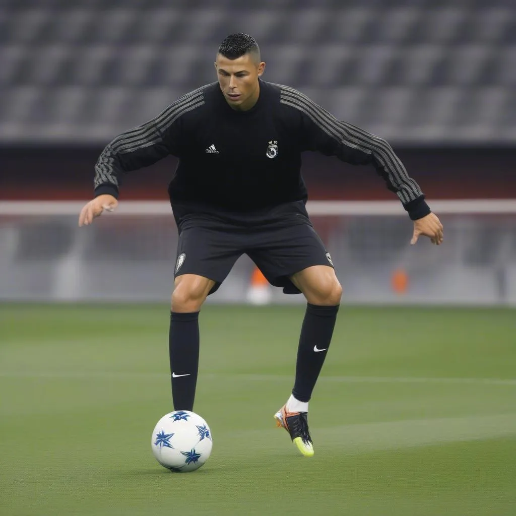 Ronaldo luyện tập đá phạt