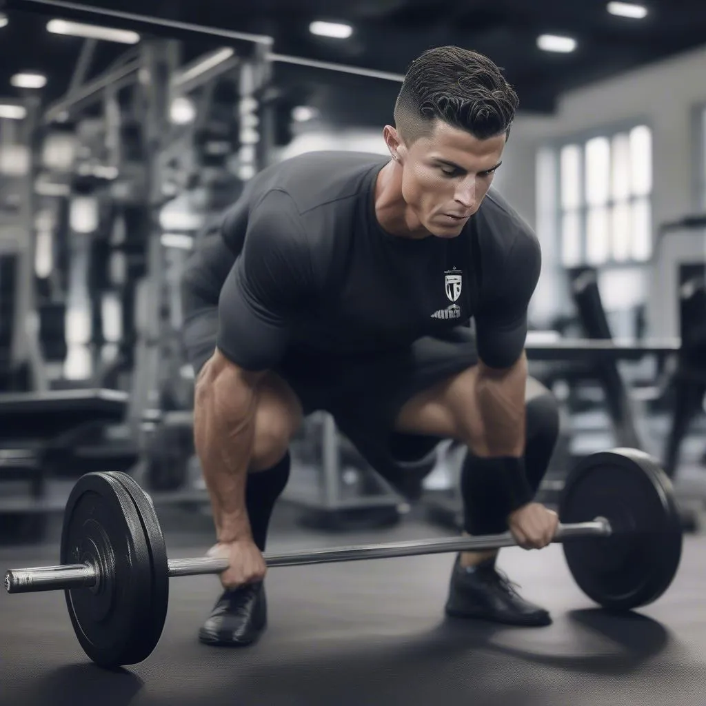 Hình ảnh Cristiano Ronaldo đang tập gym