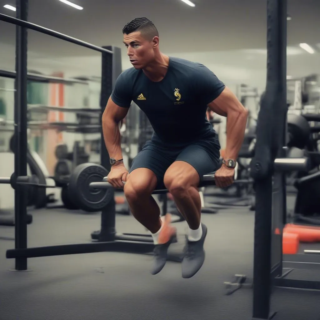 Hình ảnh Ronaldo tập luyện thể lực nghiêm khắc