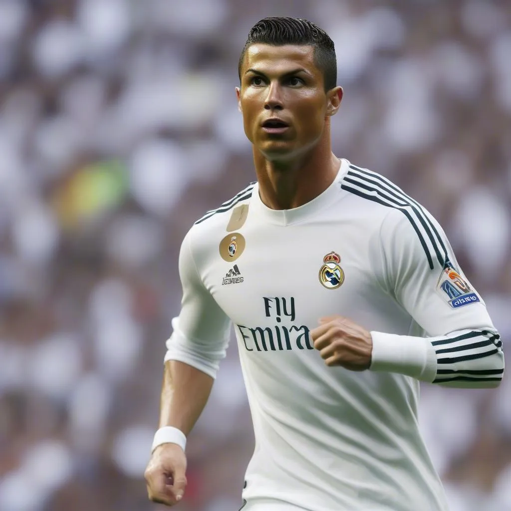 Ronaldo Mặc Áo Real Không Có Nhà Tài Trợ - Nike