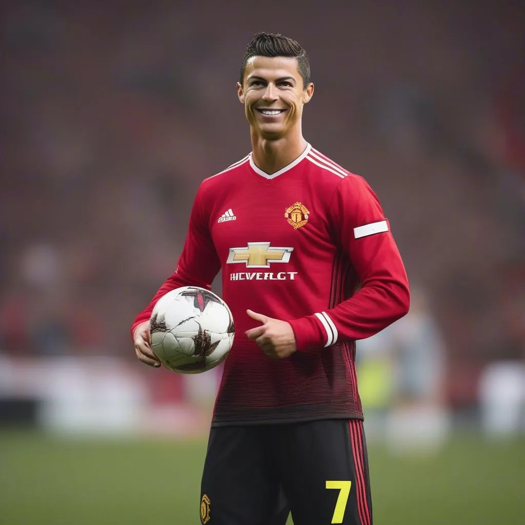 Ronaldo mặc áo đấu Manchester United