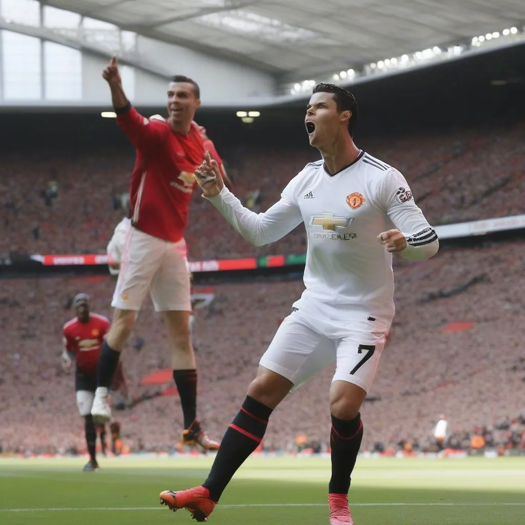 Ronaldo trong màu áo Manchester United