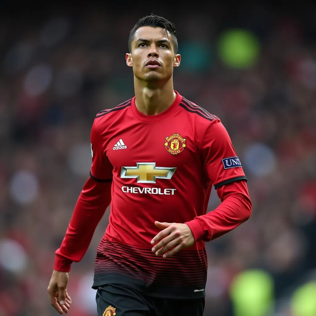 Cristiano Ronaldo trong màu áo Manchester United