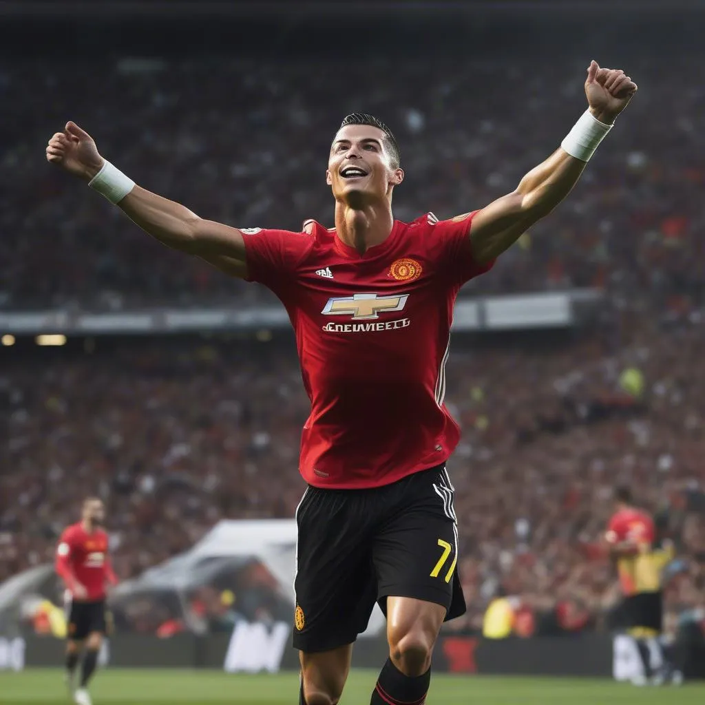 Cristiano Ronaldo celebrates a goal for Manchester United