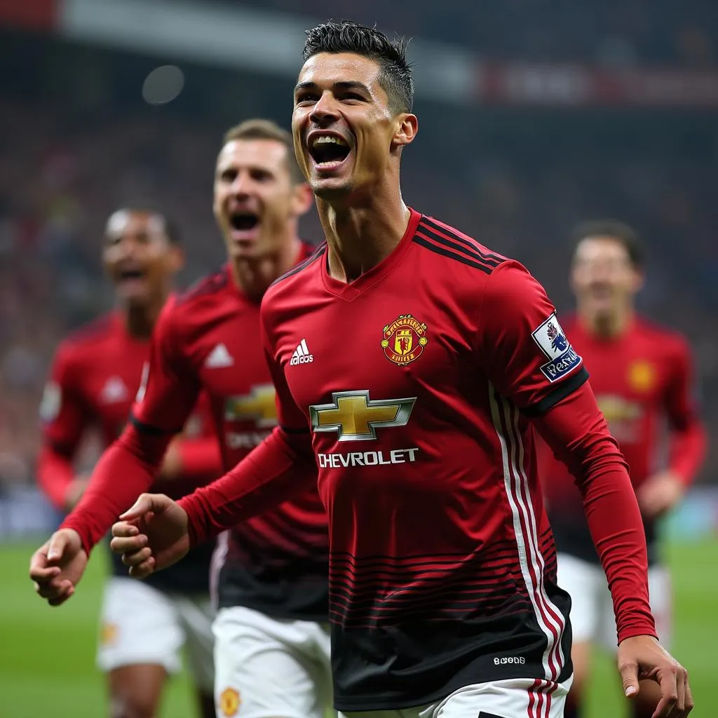 Cristiano Ronaldo celebrates a goal in his Manchester United days