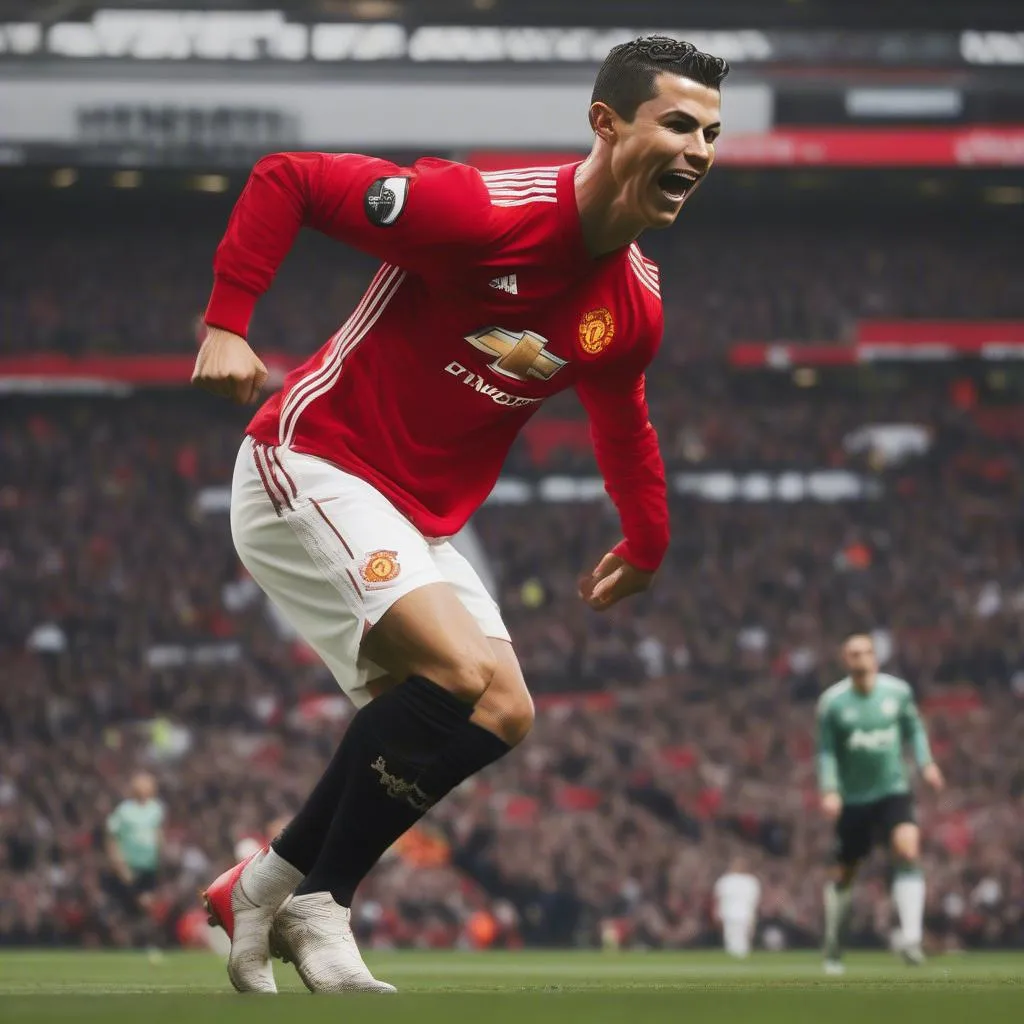 Cristiano Ronaldo celebrates a goal during his time at Manchester United