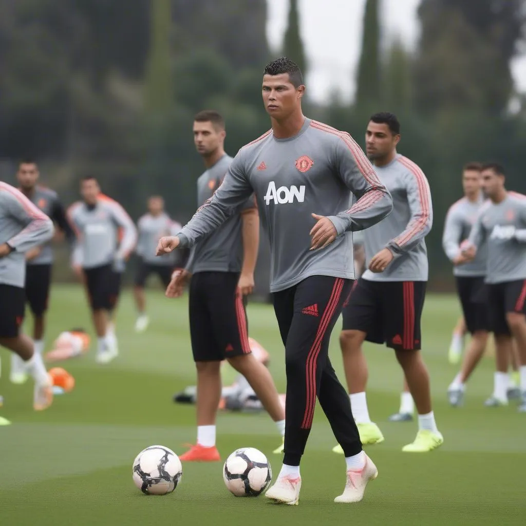 Ronaldo tập luyện cùng đội bóng Manchester United