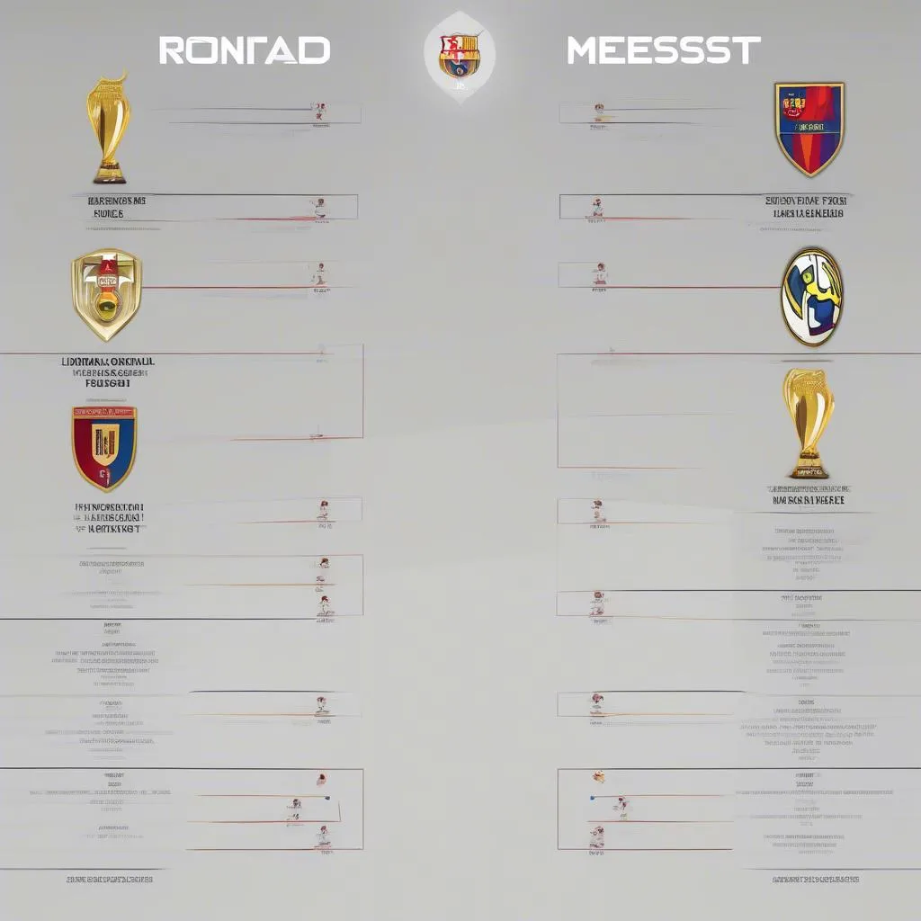 Ronaldo vs Messi bảng thành tích