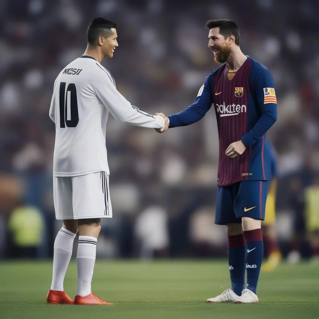 Ronaldo và Messi bắt tay hòa bình trên sân bóng