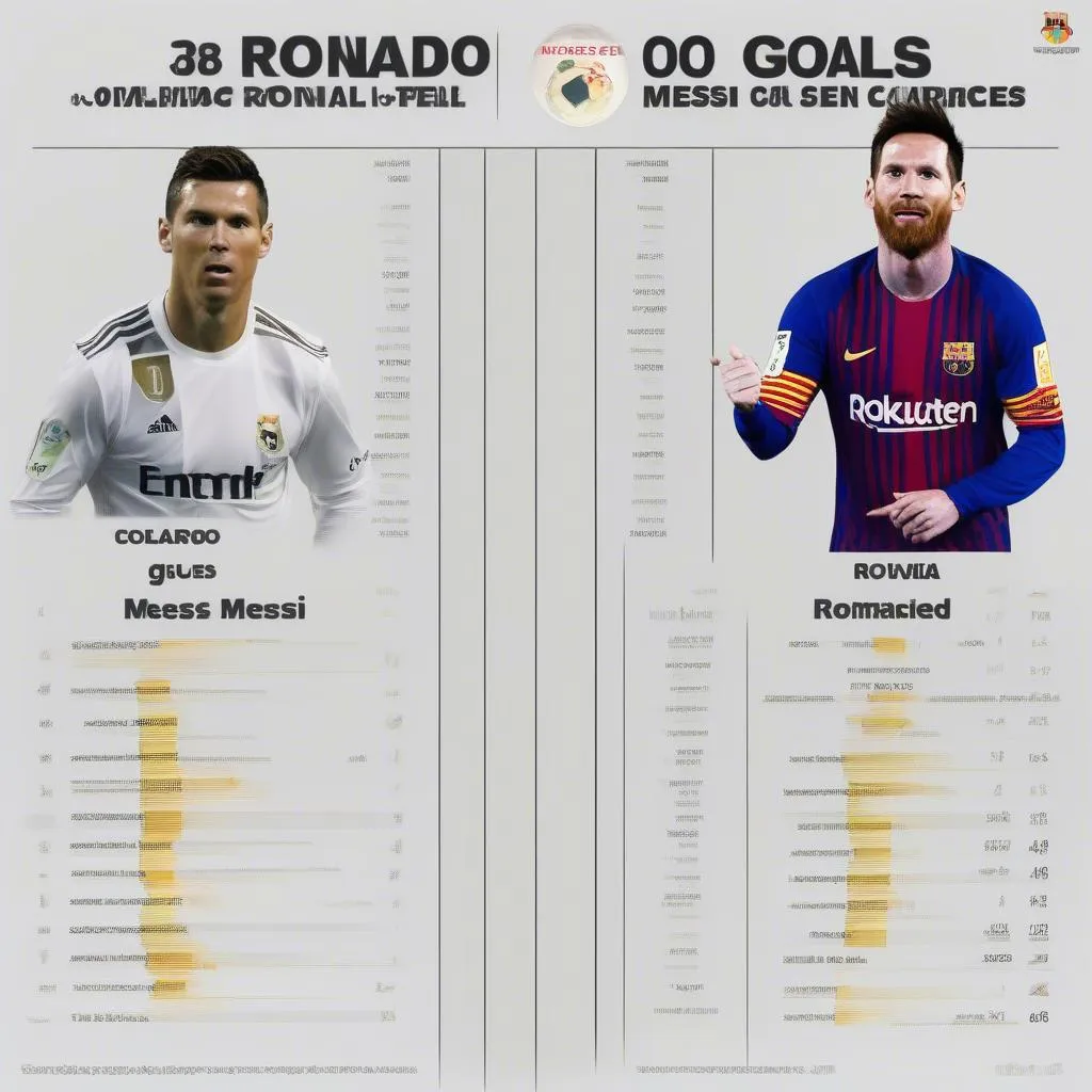 So sánh số bàn thắng Ronaldo và Messi