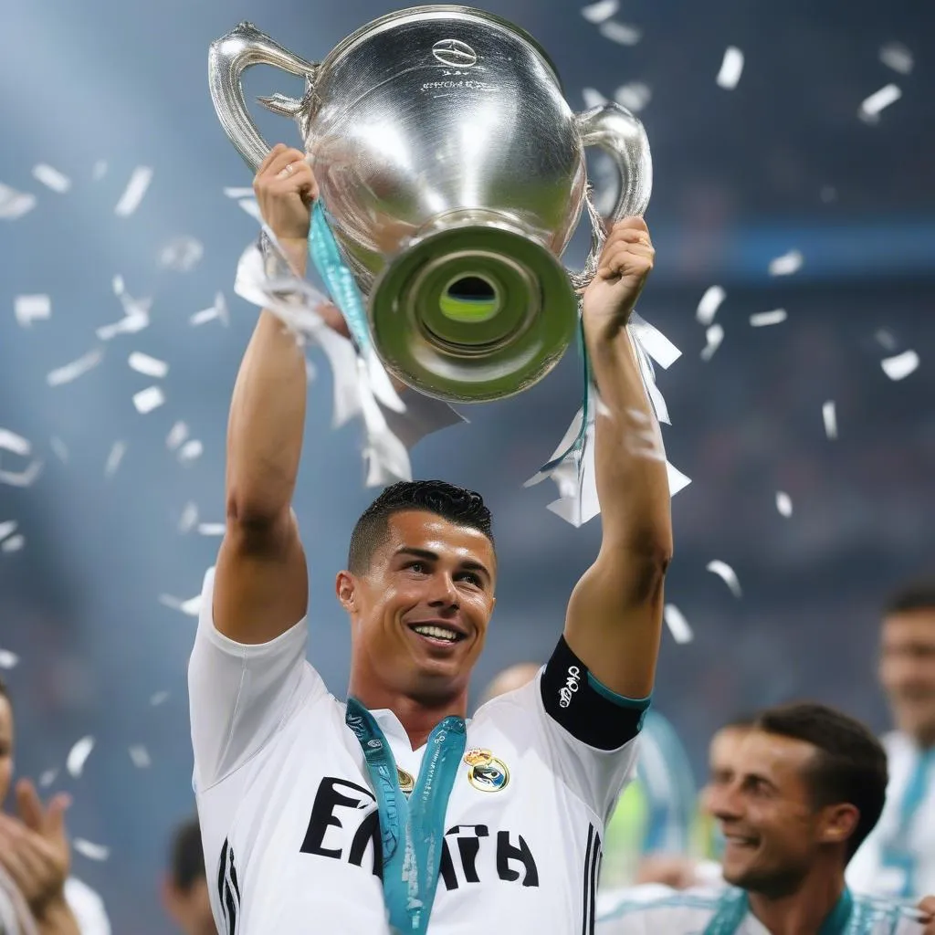 Ronaldo nâng cúp vô địch châu âu 2014