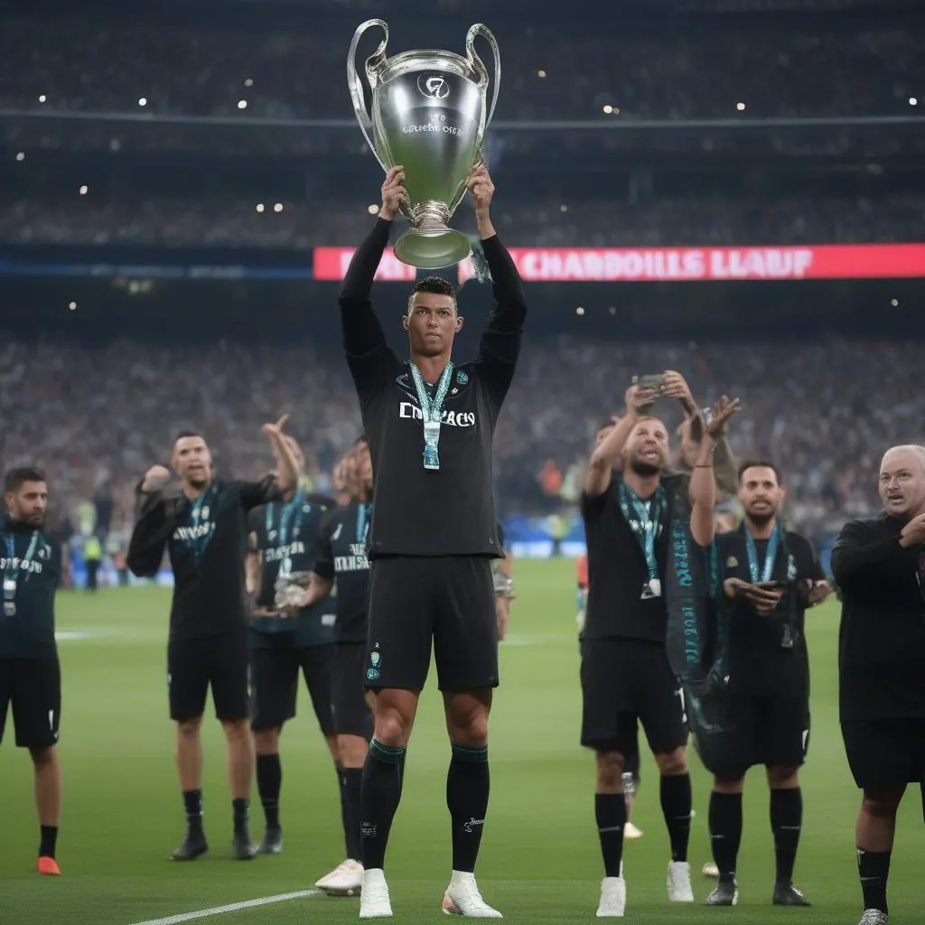 Ronaldo nâng cúp vô địch châu âu 2017