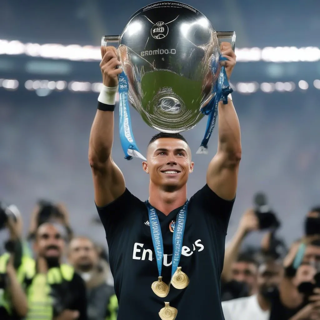 Ronaldo nâng cúp vô địch châu âu 2022