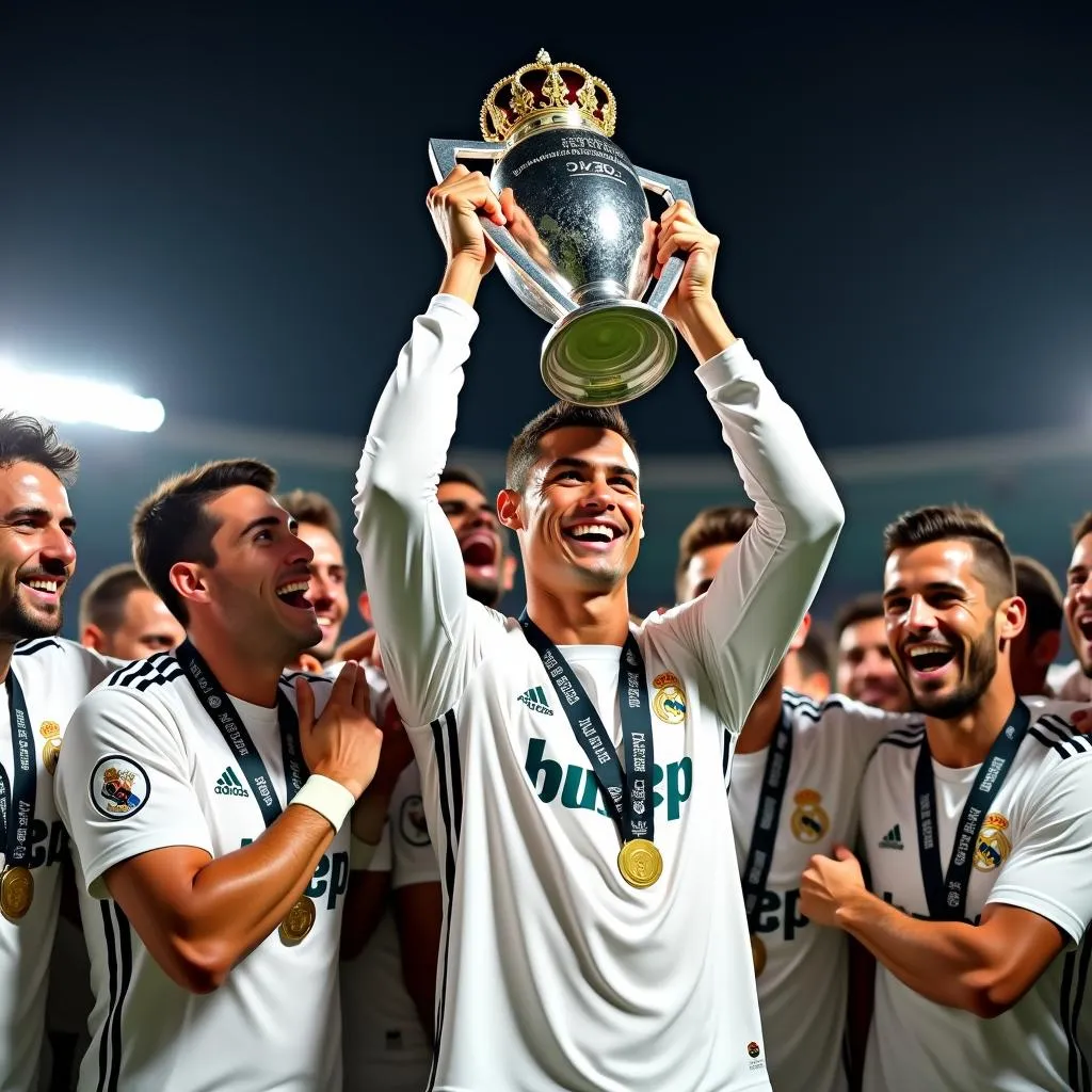 Ronaldo nâng cao cup vô địch cùng đồng đội