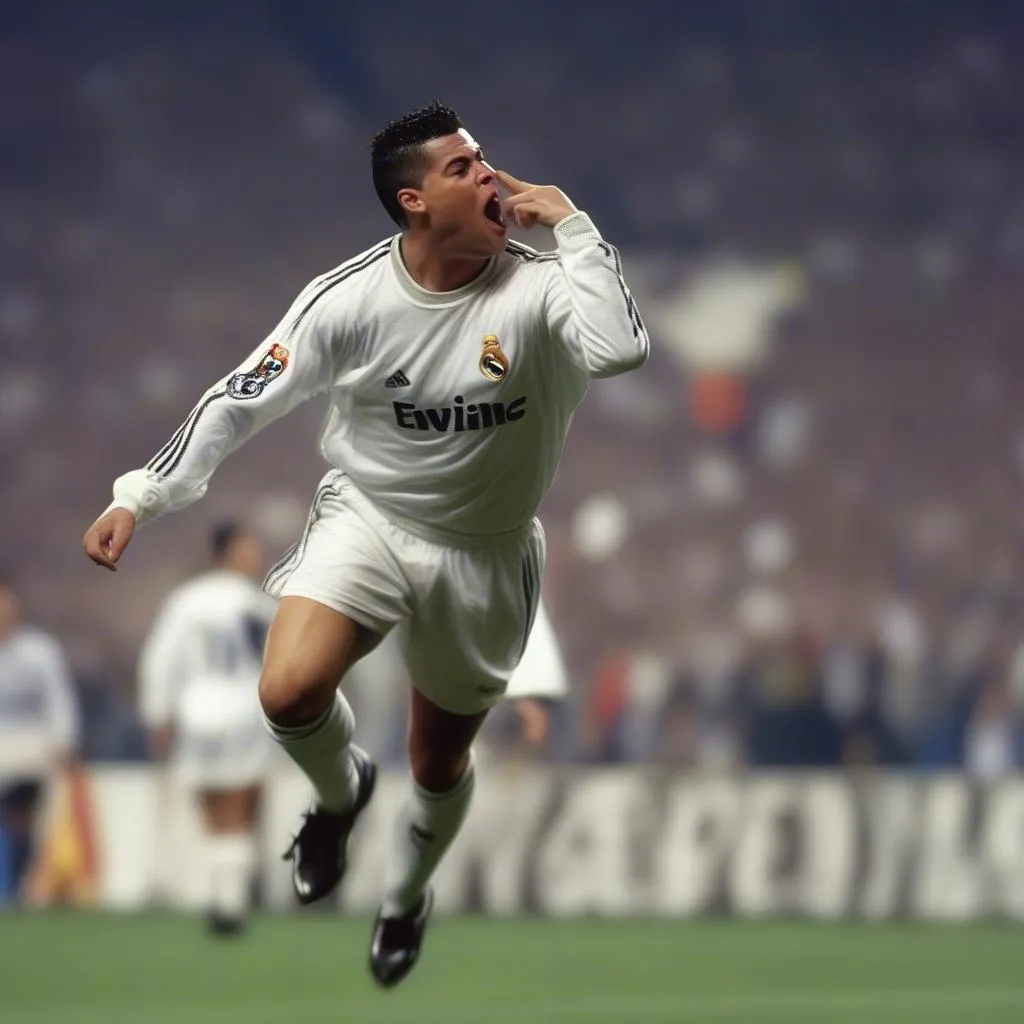 Ronaldo Nazario ăn mừng bàn thắng cho Real Madrid