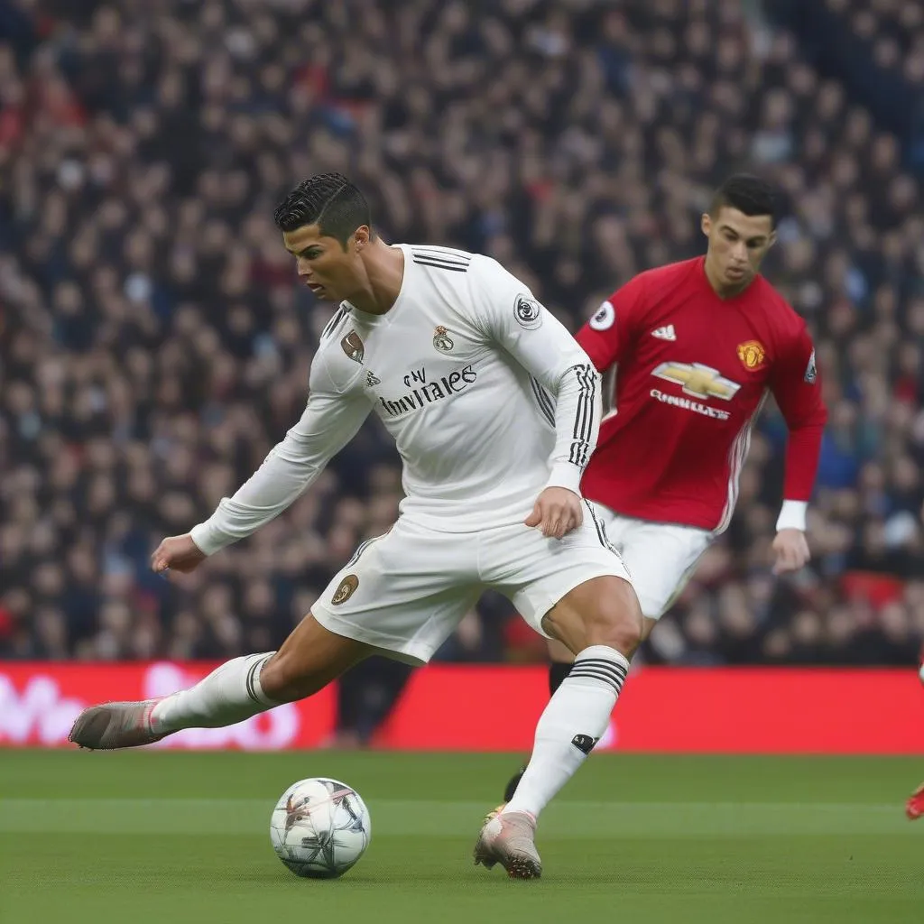 Cristiano Ronaldo trong màu áo Manchester United