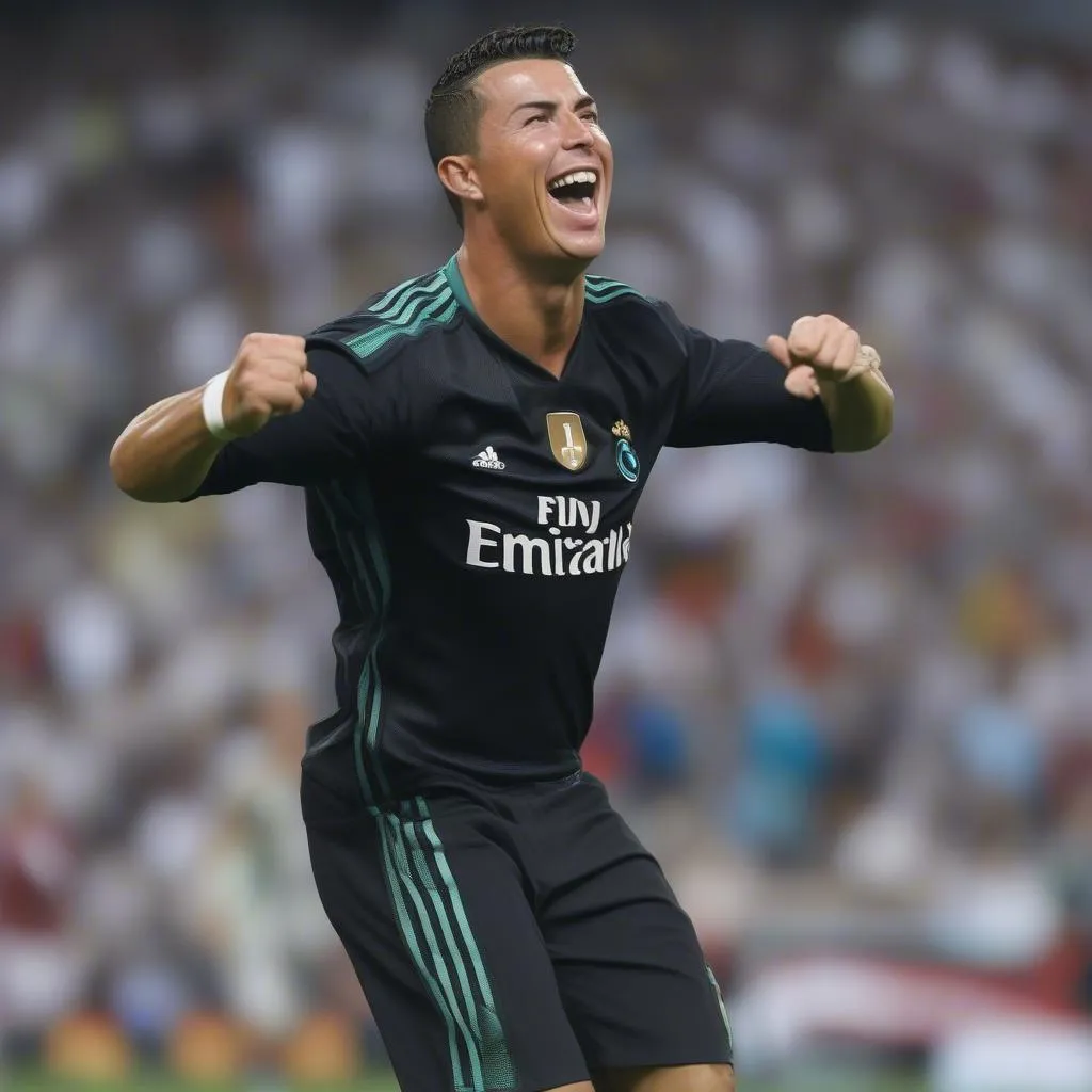 Ronaldo ngã ngửa sau khi ghi bàn