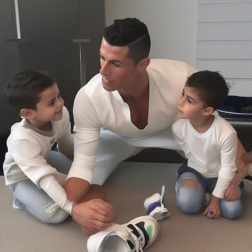 Ronaldo bên cạnh các con trai