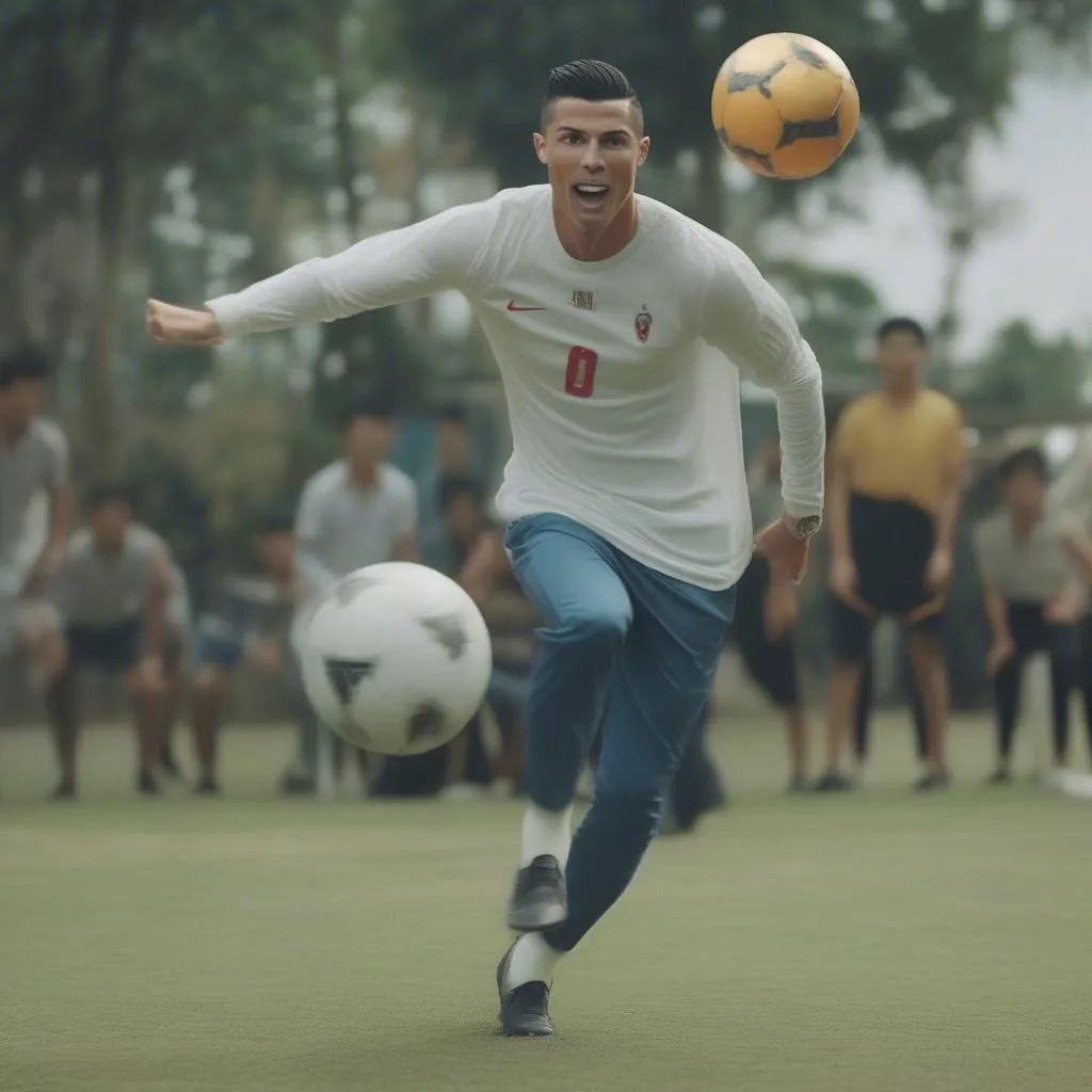 Hình ảnh Ronaldo trong một bài hát chế của ca sĩ Việt Nam