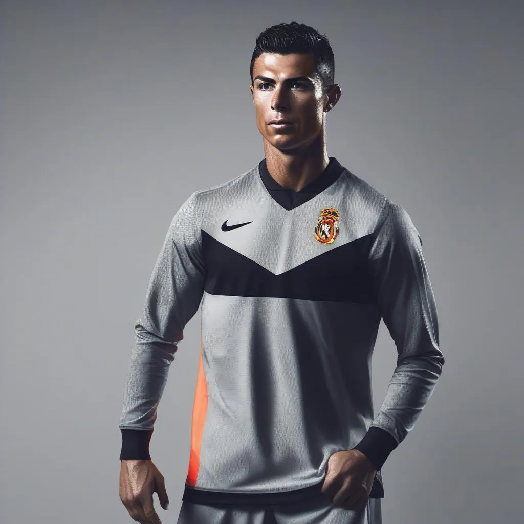 Hình ảnh Ronaldo trong trang phục Nike, biểu tượng cho sự hợp tác thành công giữa cầu thủ và thương hiệu.