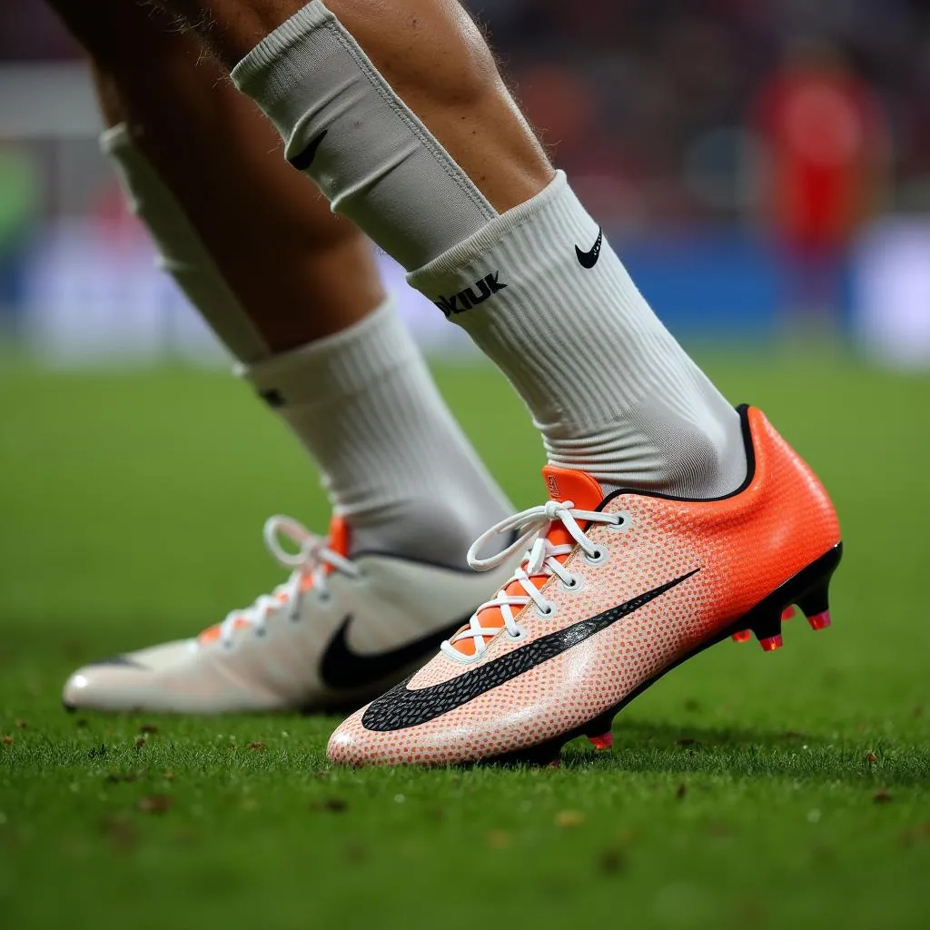 Ronaldo mang giày Nike Mercurial trên sân cỏ