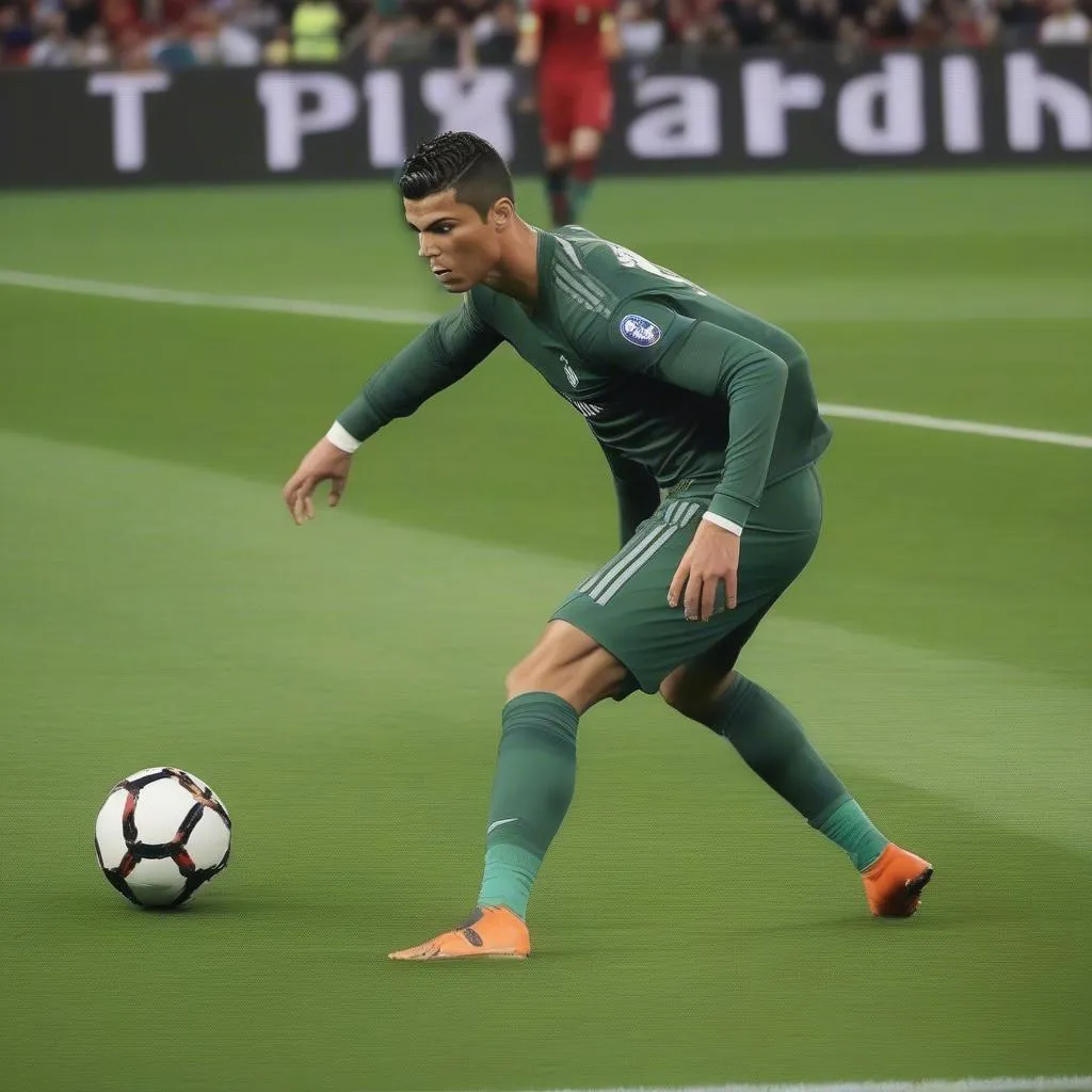 Ronaldo thực hiện cú đá phạt xoáy