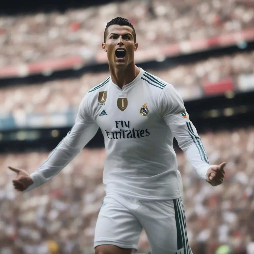 Hình ảnh Ronaldo thể hiện sự phi thường