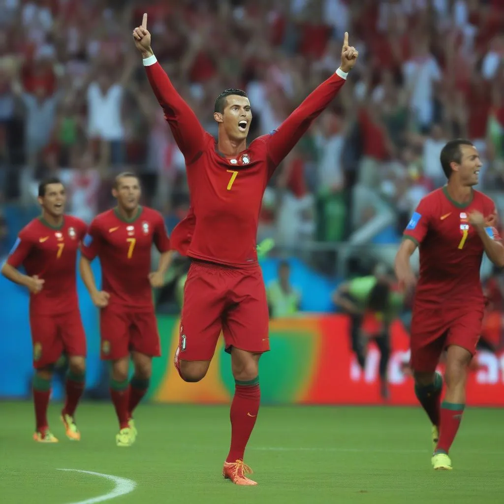 Cristiano Ronaldo ghi bàn cho đội tuyển Bồ Đào Nha tại Euro 2012