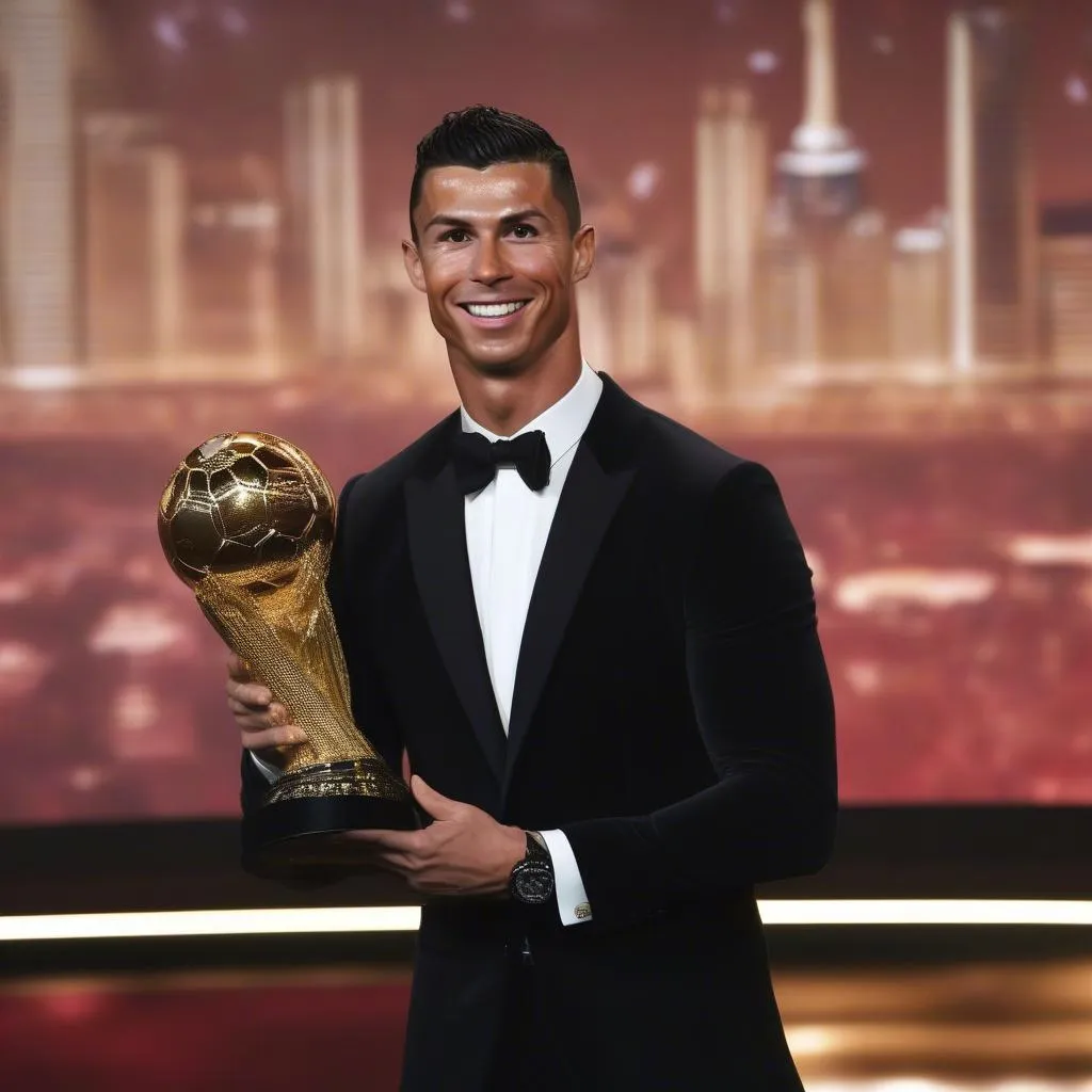 Ronaldo với Quả Bóng Vàng 2018