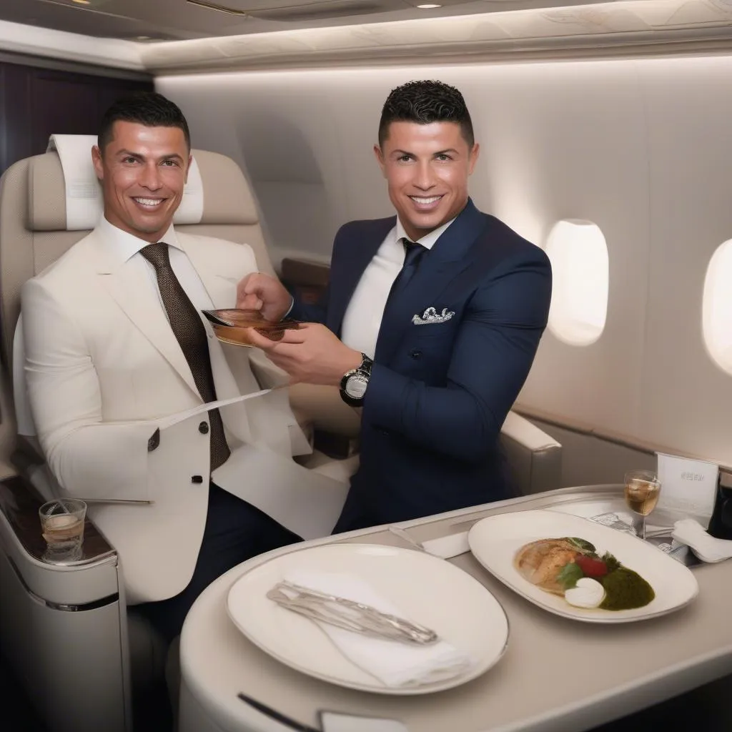 Ronaldo giới thiệu về dịch vụ hạng thương gia của Emirates